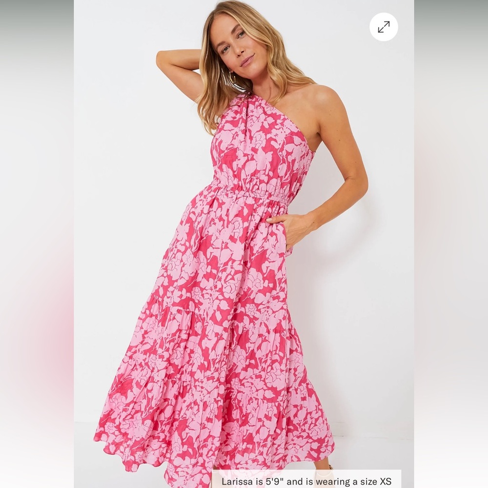 Pink one shoulder Sybil maxi dress